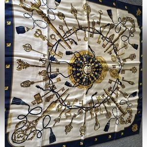 HERMES Carre 90 Les Cles Key Scarf Large Format Silk